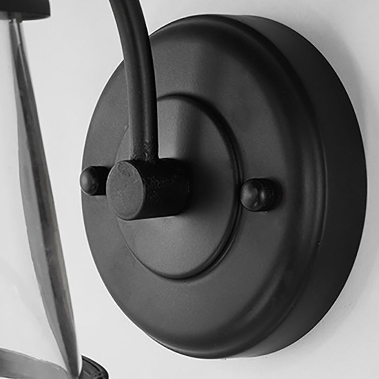 Contemporary Industrial Iron Glass Round Shade 1-Light Waterproof Wall Sconce Lamp For Hallway