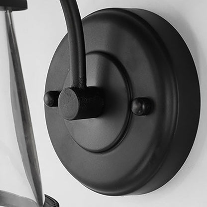 Contemporary Industrial Iron Glass Round Shade 1-Light Waterproof Wall Sconce Lamp For Hallway