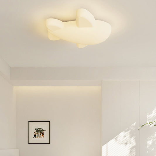 Modern Minimalist Cartoon Airplane Iron Acrylic LED Flush Mount Ceiling Light For Bedroom