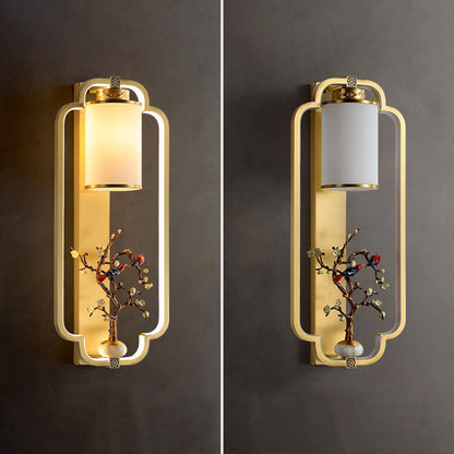 مصباح حائط LED بتصميم عقدة حلقية من النحاس الصيني الحديث 