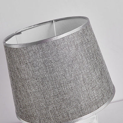 Contemporary Vintage Cylinder Vase Base Ceramic Fabric 1-Light Table Lamp For Bedroom