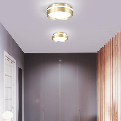 Nordic Minimalist Round Solid Gold Aluminum Acrylic LED Flush Mount Light