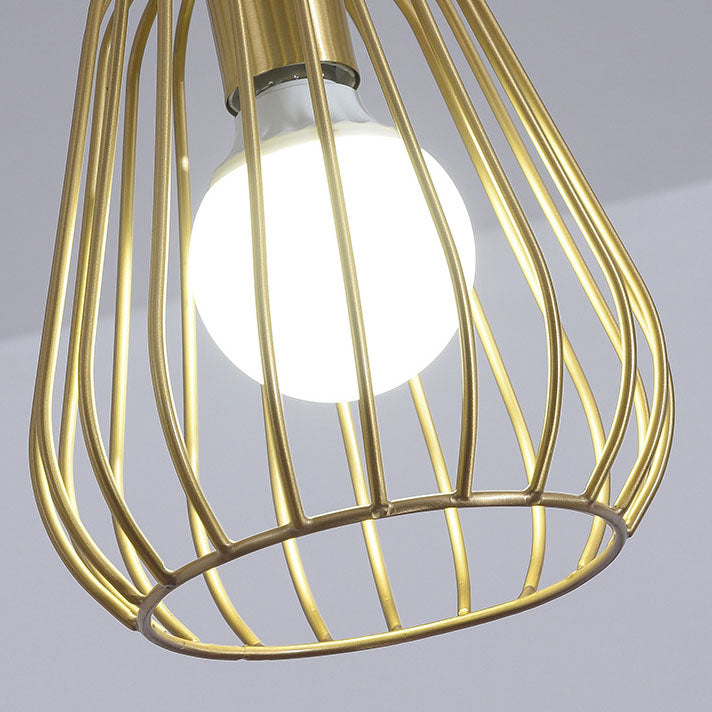 Modern Minimalist Brass Oval Cage 1-Light Pendant Light