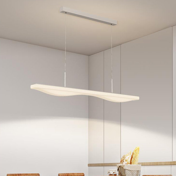 Modern Minimalist Long Iron Rolled Plastic LED Island Light Pendant Light For Dining Room