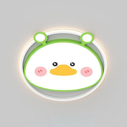 Contemporary Creative Cartoon Animal Duck Acrylic LED Flush Mount Ceiling Light For Bedroom