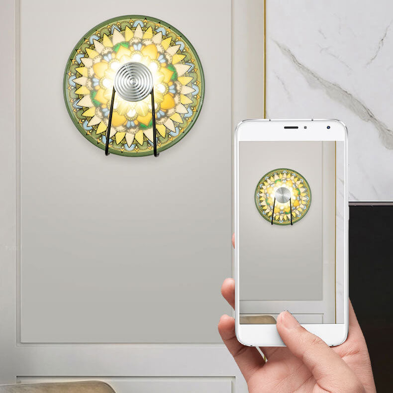 مصباح حائط LED دائري من الحديد المطاوع الصيني بتصميم عتيق 