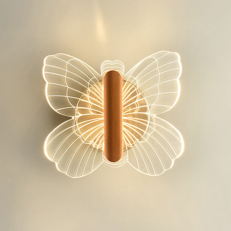 Contemporary Luxury Hardware Acrylic Butterfly LED Wall Sconce Lamp For Bedroom