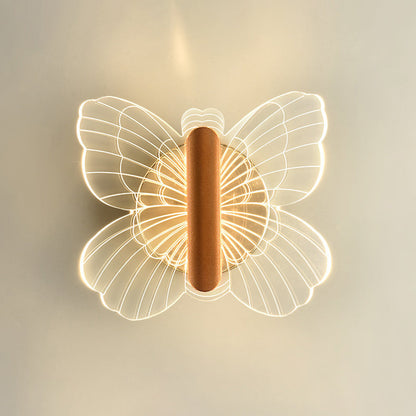 Contemporary Luxury Hardware Acrylic Butterfly LED Wall Sconce Lamp For Bedroom