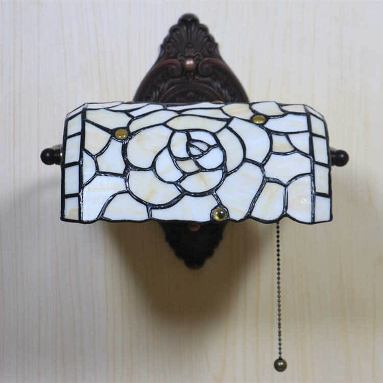 Traditional Tiffany Floral Stained Glass 1-Light Wall Sconce Lamp For Living Room
