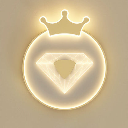Creative Simplicity Round Crown Diamond Acrylic Shade LED Kids Flush Mount Ceiling Light