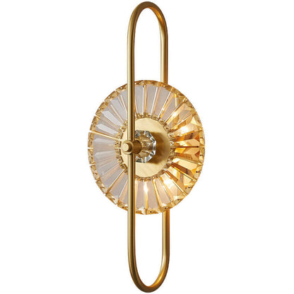 Nordic Luxury Brass Crystal Geometric Ring 2/3 Light Wall Sconce Lamp