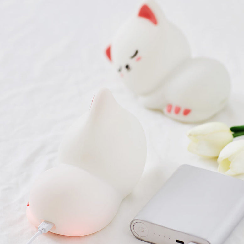 Creative Cat Night Light USB Silicone Clapping Desk Lamp