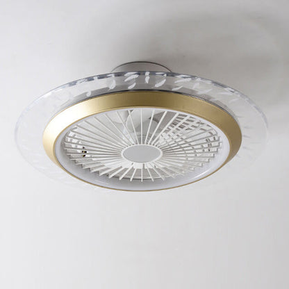 مروحة سقف دائرية حديثة من الأكريليك RGB LED مثبتة بشكل نصف مسطح 