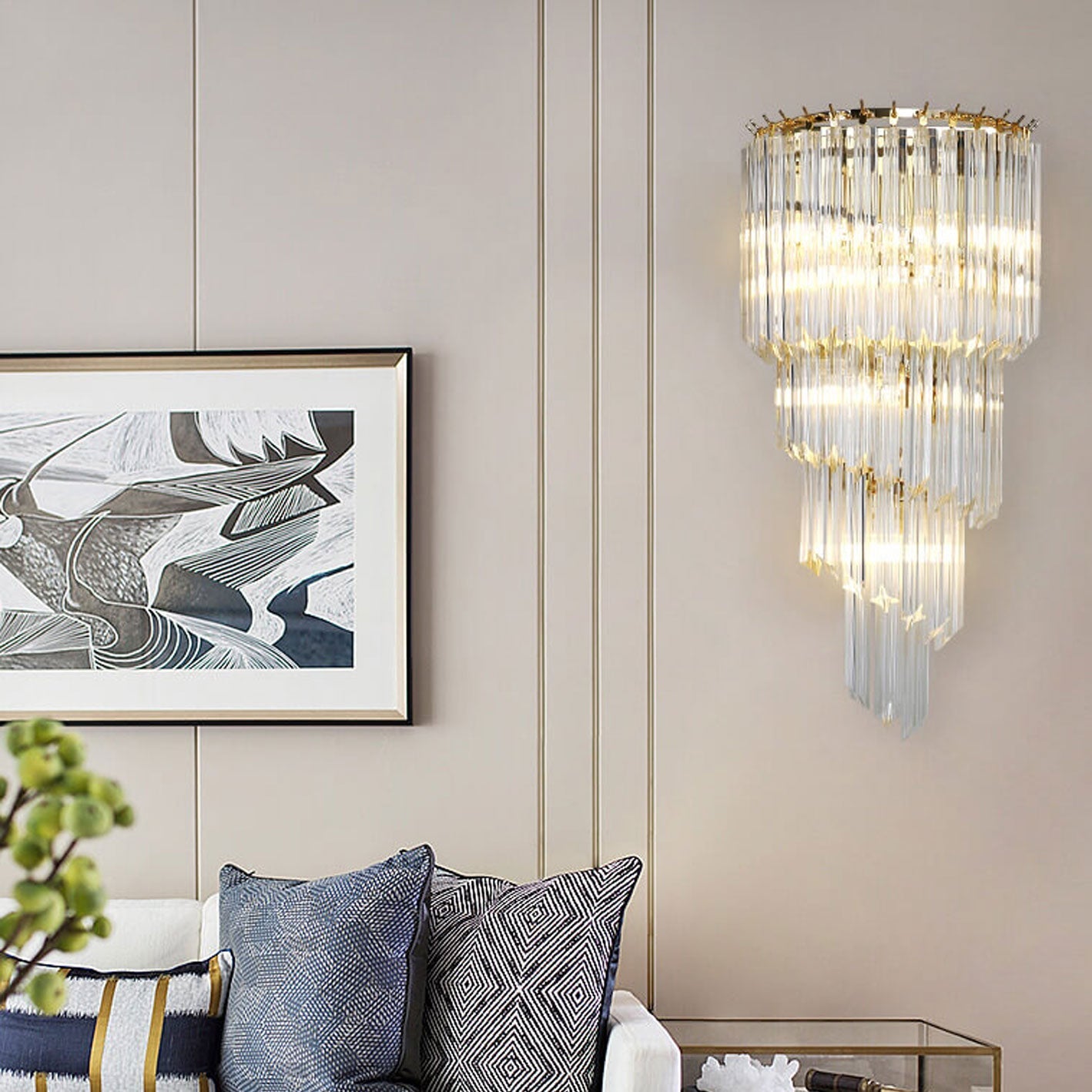 Modern Luxury Crystal Four Layers 4-Light Wall Sconce Lamp