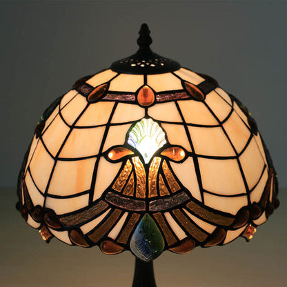Tiffany Curved Lucite Beads Stained Glass 1-Light Table Lamp