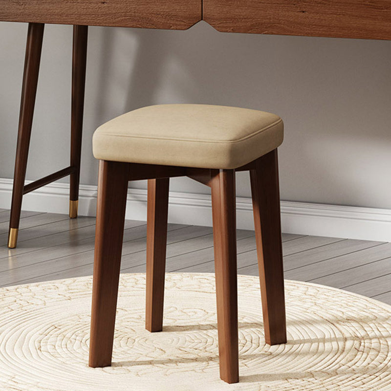 Modern Minimalist Square Upholstered Wood Technology Cloth Faux Leather Dining Chair Backless For Dining Room