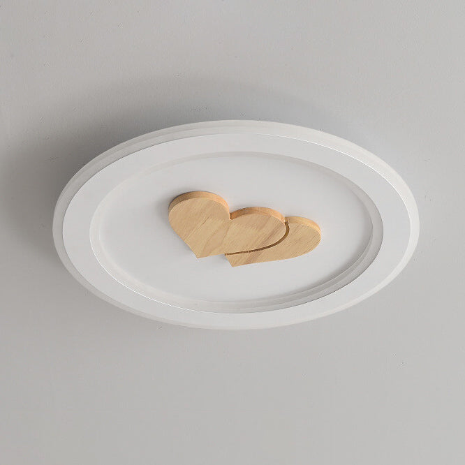 Modern Simple Solid Wood Pattern LED Flush Mount Light
