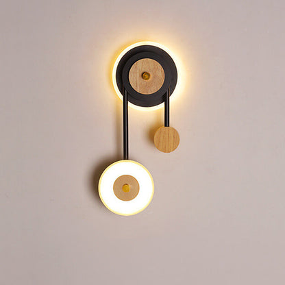 Nordic Creative Round Wood Acrylic Ring LED Wall Sconce Lamp