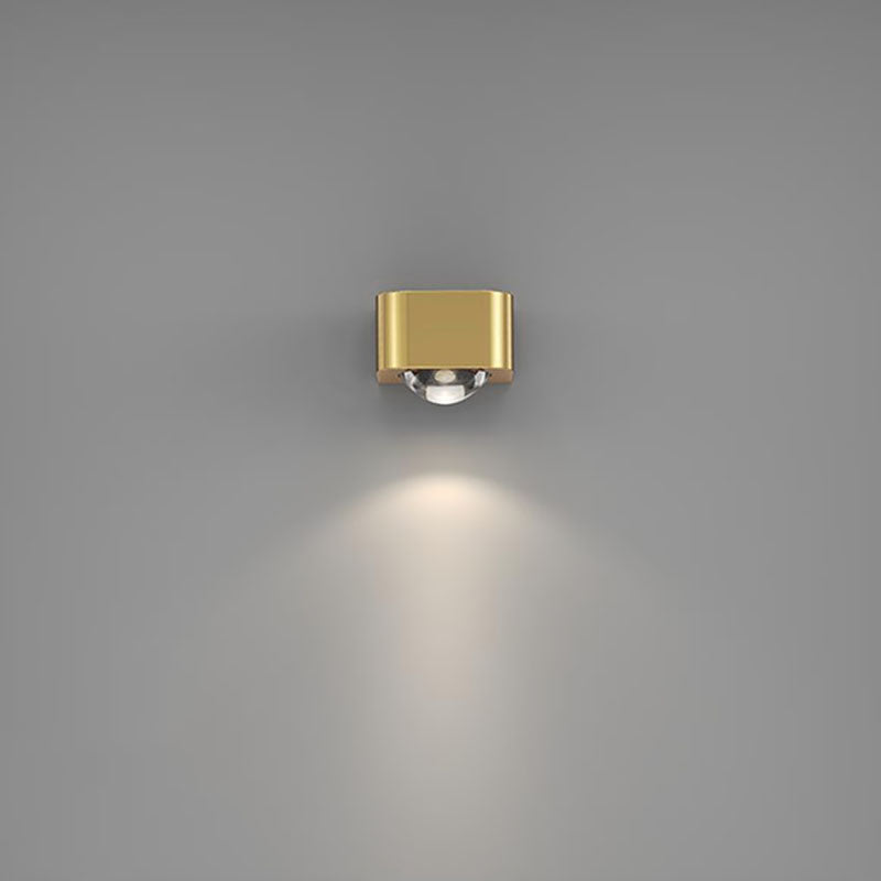 Modern Minimalist Copper Rounded Cuboid Up And Down Luminous LED Wall Sconce Lamp For Bedroom