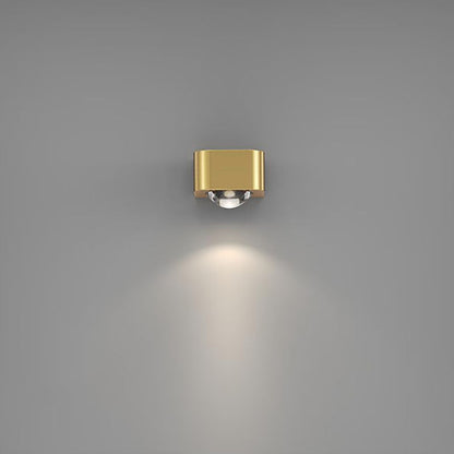 Modern Minimalist Copper Rounded Cuboid Up And Down Luminous LED Wall Sconce Lamp For Bedroom