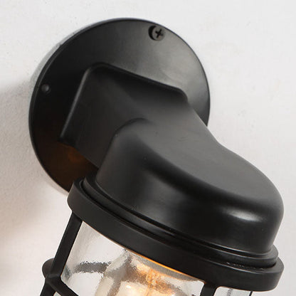 Traditional Colonial Cylinder Iron Glass 1-Light Wall Sconce Lamp For Hallway