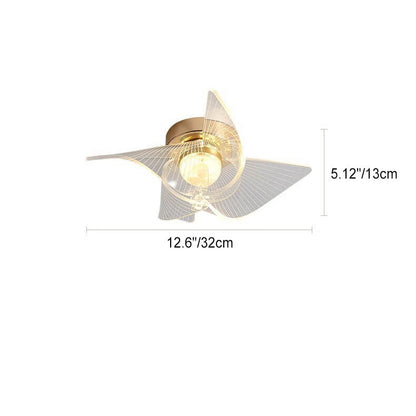 Modern Light Luxury Transparent Acrylic Fan Blade LED Semi-Flush Mount Ceiling Light