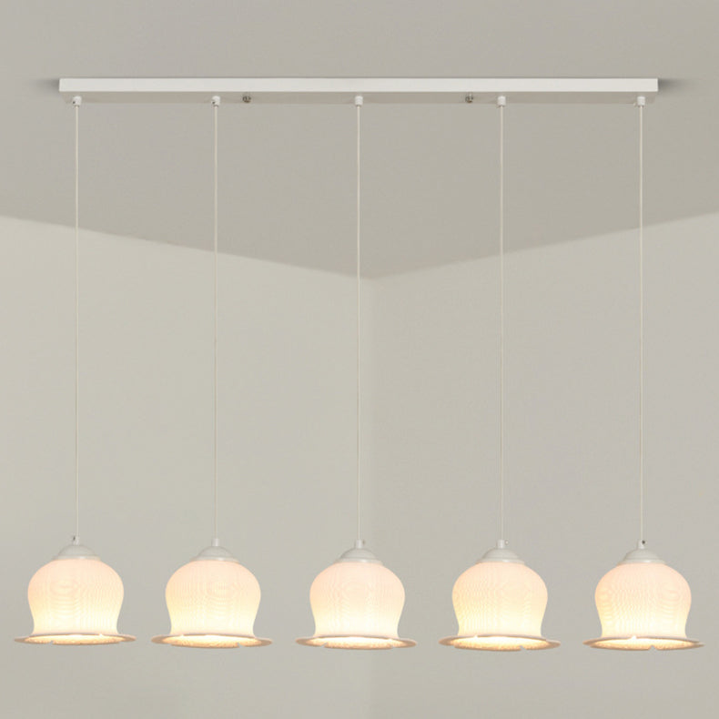 Modern Art Deco PLA Bell Orchid Flower Shade Iron 3/4/5-Light Island Light Chandelier For Dining Room