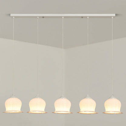 Modern Art Deco PLA Bell Orchid Flower Shade Iron 3/4/5-Light Island Light Chandelier For Dining Room