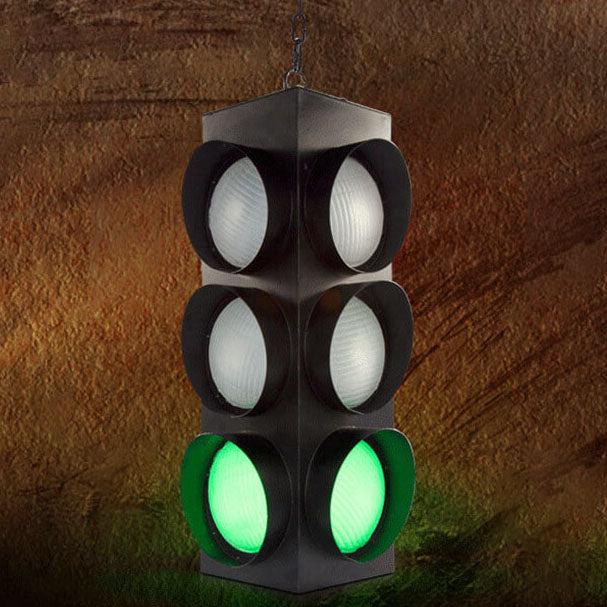 Retro Industrial Traffic Light Iron Glass LED Pendant Light