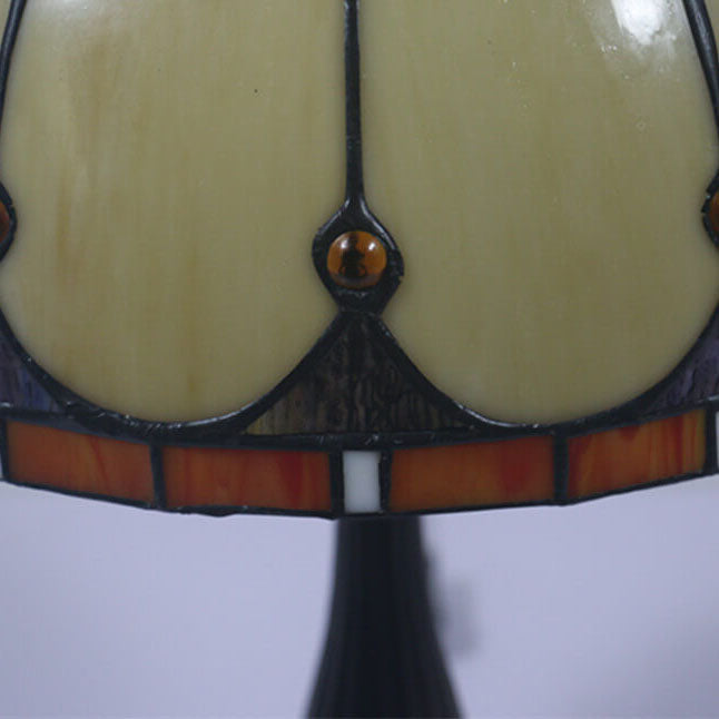 Vintage Tiffany Stained Glass Mediterranean Dome 1-Light Table Lamp
