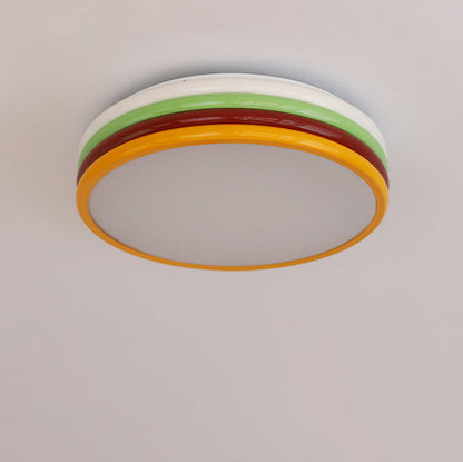 Contemporary Scandinavian Macron Iron Disc Splicing LED Flush Mount Ceiling Light For Bedroom