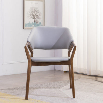 Contemporary Simplicity Square Artificial Leather Upholstered Wood Dining Chair Backrest Armrest For Dining Room