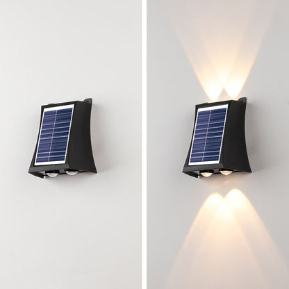 مصباح حائط LED شبه منحرف ABS PMMA مقاوم للماء يعمل بالطاقة الشمسية بتصميم عصري بسيط للفناء الخارجي 