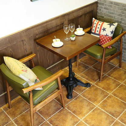 Contemporary Nordic PU Leather Wood Sponge Square Rectangular Dining Chair Backrest Armrest For Dining Room