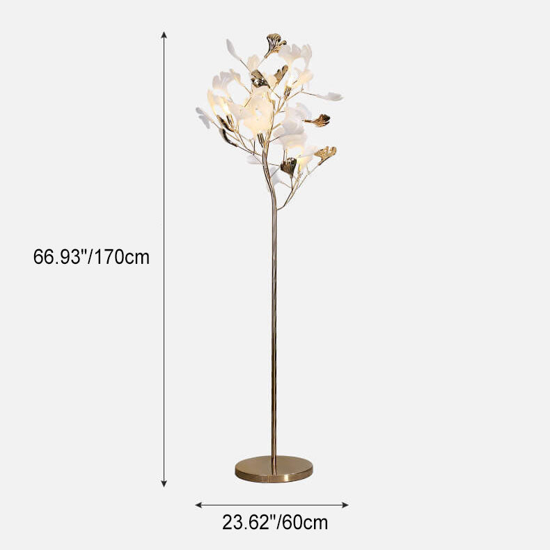 Nordic Romantic Ginkgo Leaf Decorative Acrylic Iron 5-Light Standing Floor Lamp