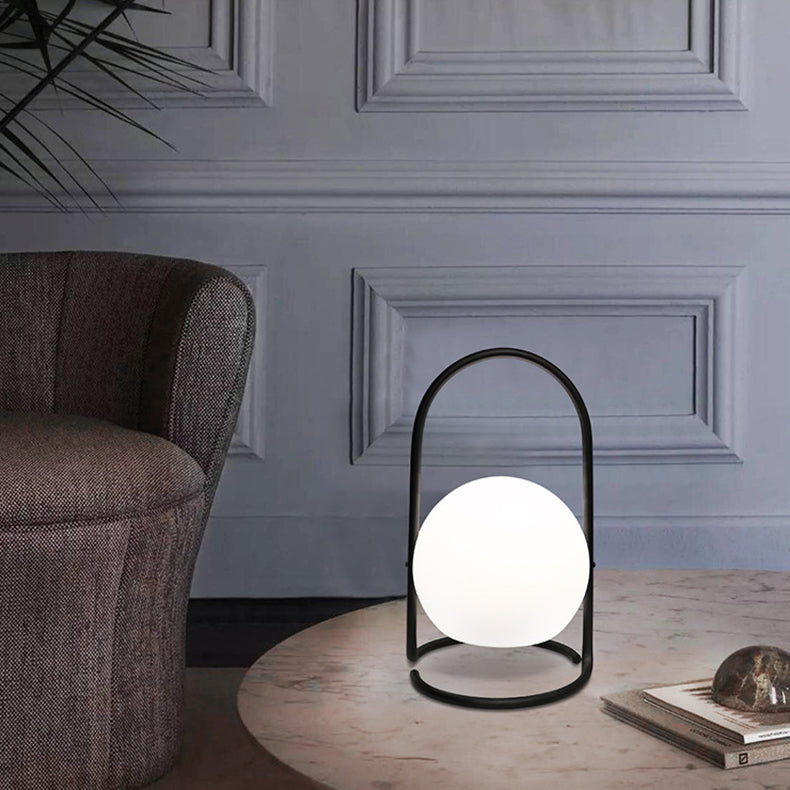 Contemporary Nordic Metal PE Ball Egg Cube Cylinder LED Hanging Rechargeable Table Lamp For Bedside