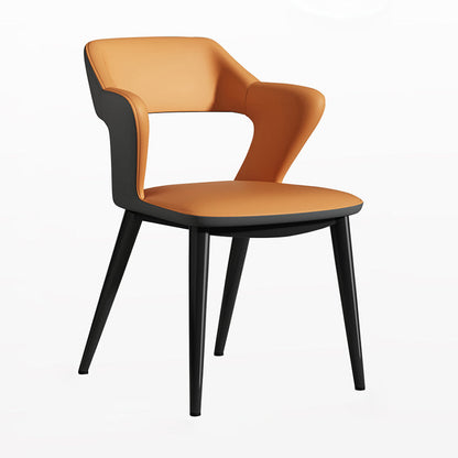 Contemporary Scandinavian Nappa leather Fabric Carbon Steel Sponge Square Wing Dining Chair Backrest Armrest For Dining Room