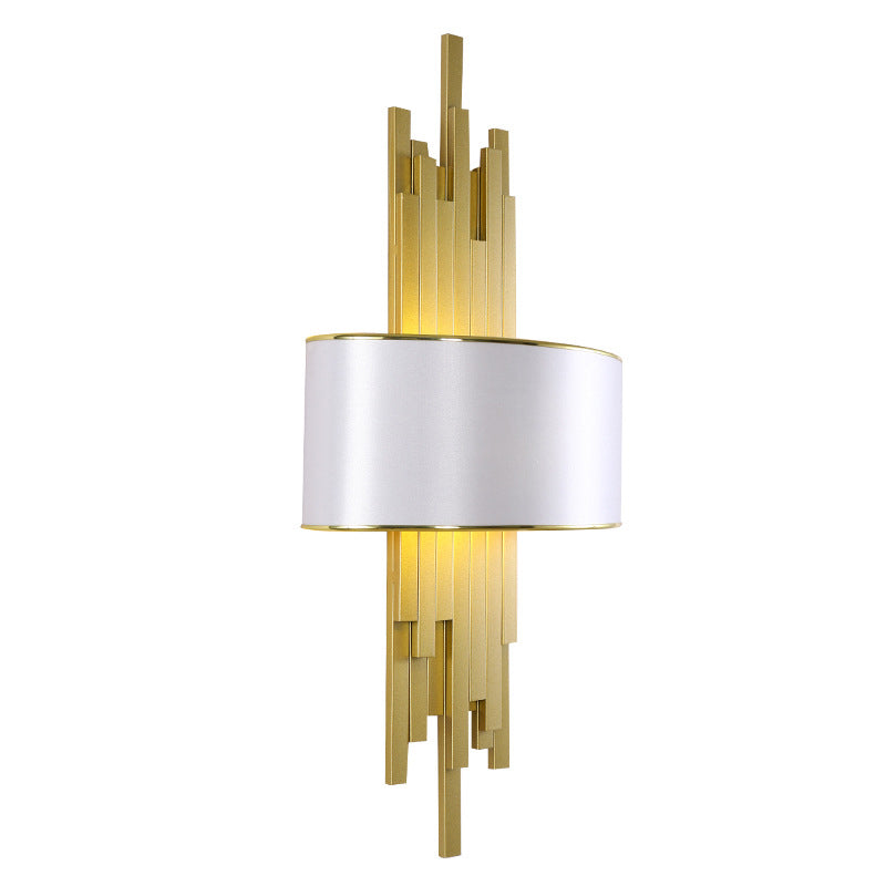 Modern Fabric Hardware Column 2-Light  Wall Sconce Lamp