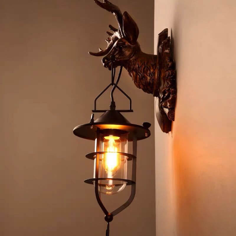 مصباح حائط بتصميم قرون غزال عتيق بإضاءة واحدة 
