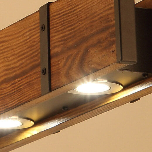 Retro Linear 4-Light Wood LED Chandeliers