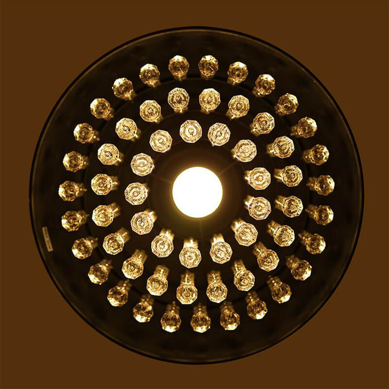 Industrial Vintage Pot Lid Crystal Tassel 1-Light Pendant Light