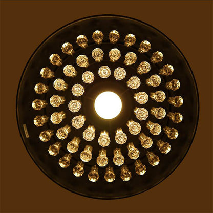 Industrial Vintage Pot Lid Crystal Tassel 1-Light Pendant Light