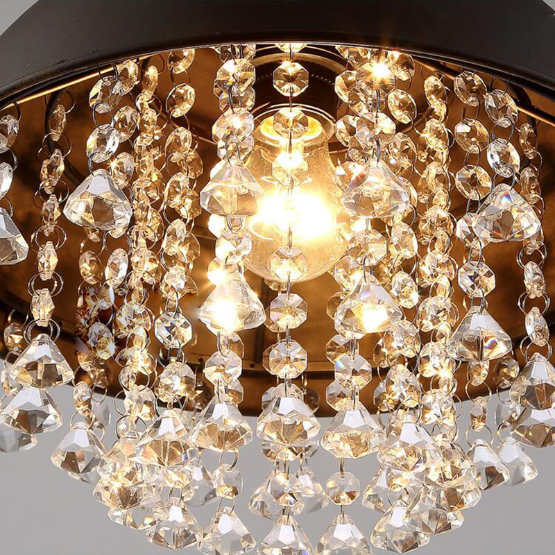 Industrial Vintage Pot Lid Crystal Tassel 1-Light Pendant Light