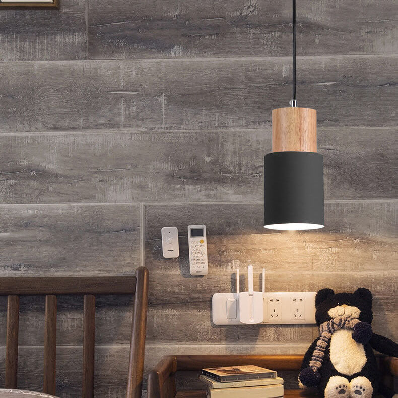 Nordic Macaron Cylinder Aluminum 1-Light Single LED Pendant Light