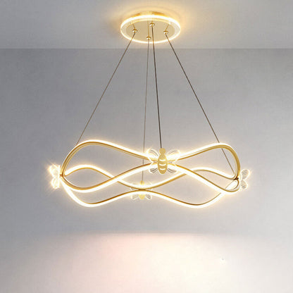 ثريا جزيرة LED بإضاءة 3/4 ضوء مصنوعة من الحديد المموج بتصميم عصري بسيط 