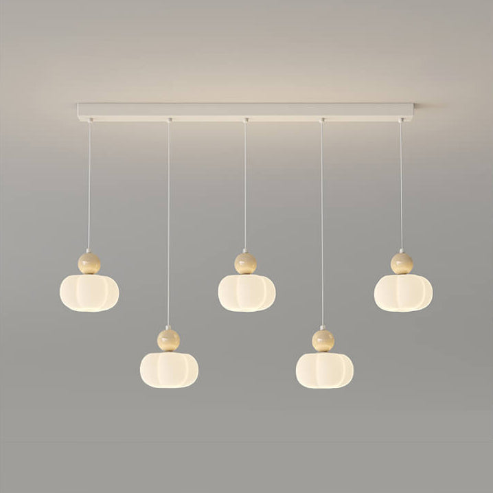 Modern Minimalist Cream Cotton Iron Plastic 3/5 Light Island Light Chandelier For Dining Room