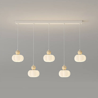 Modern Minimalist Cream Cotton Iron Plastic 3/5 Light Island Light Chandelier For Dining Room