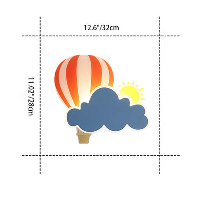 Contemporary Creative Kids Hot Air Balloon Clouds Iron Acrylic LED Wall Sconce Lamp For Bedroom