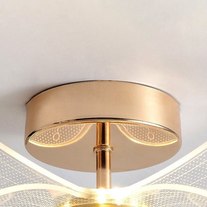 Modern Light Luxury Transparent Acrylic Fan Blade LED Semi-Flush Mount Ceiling Light