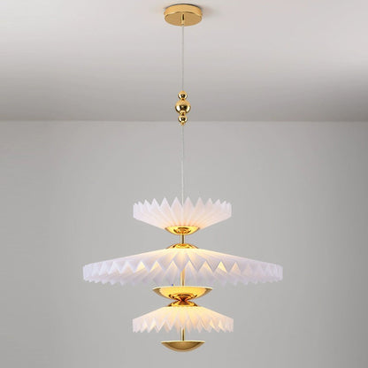 Modern Art Deco Pleated Round Acrylic Iron LED Chandelier For Living Room